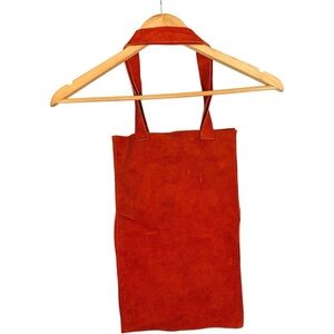Suede Leather tote bag Orange red Maximalist